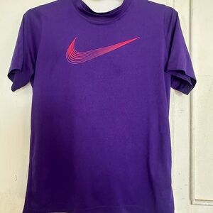 Nike Kids Tee in Vibrant Purple with Red Logo